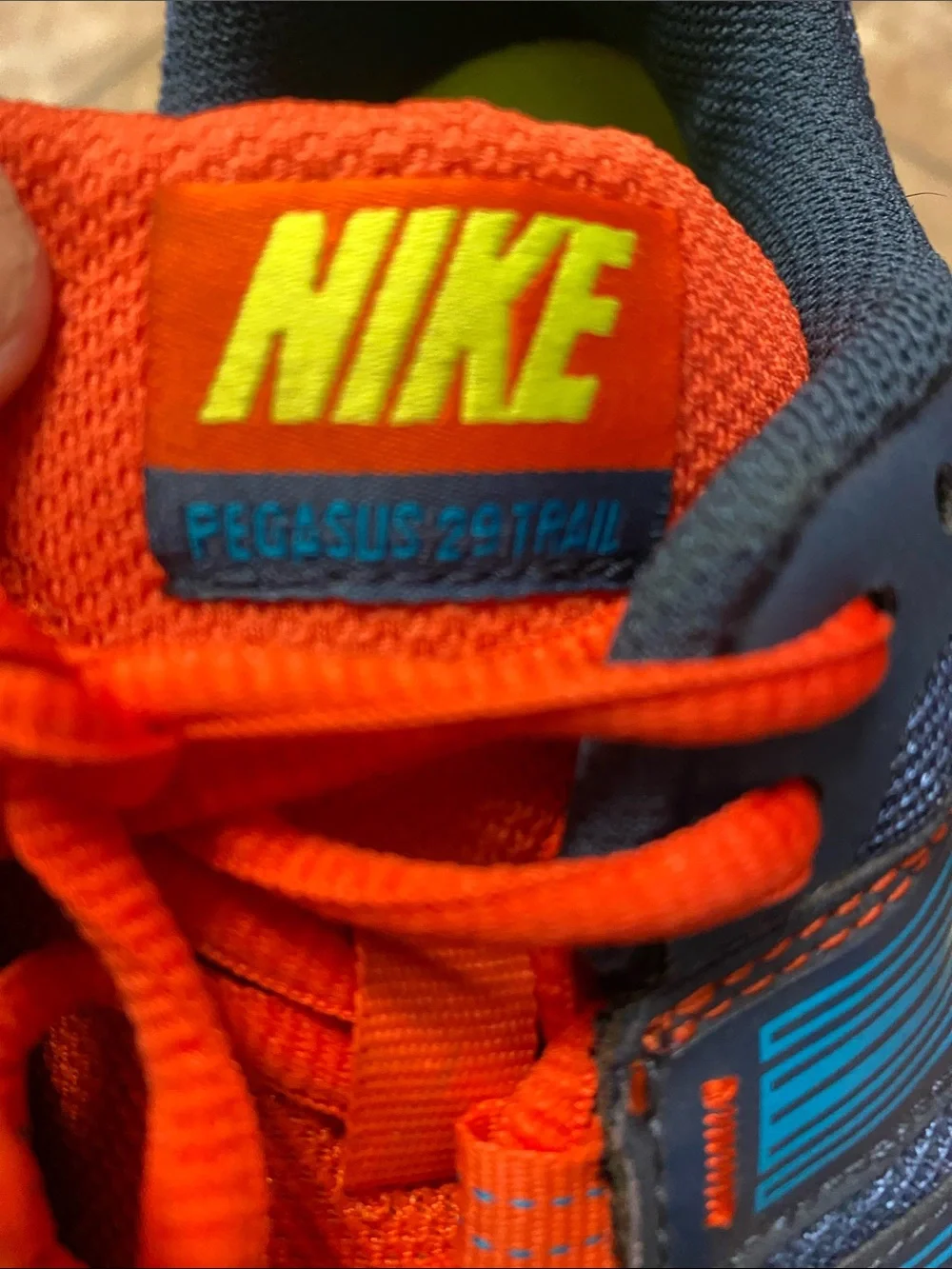 Nike Zoom Men’s Pegasus 29 Trail Shoes - Blue w/ Orange Laces-9